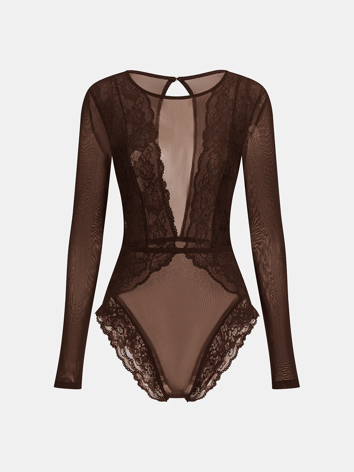 Long Sleeve Sheer Lace Mesh Bodysuit - Image 13