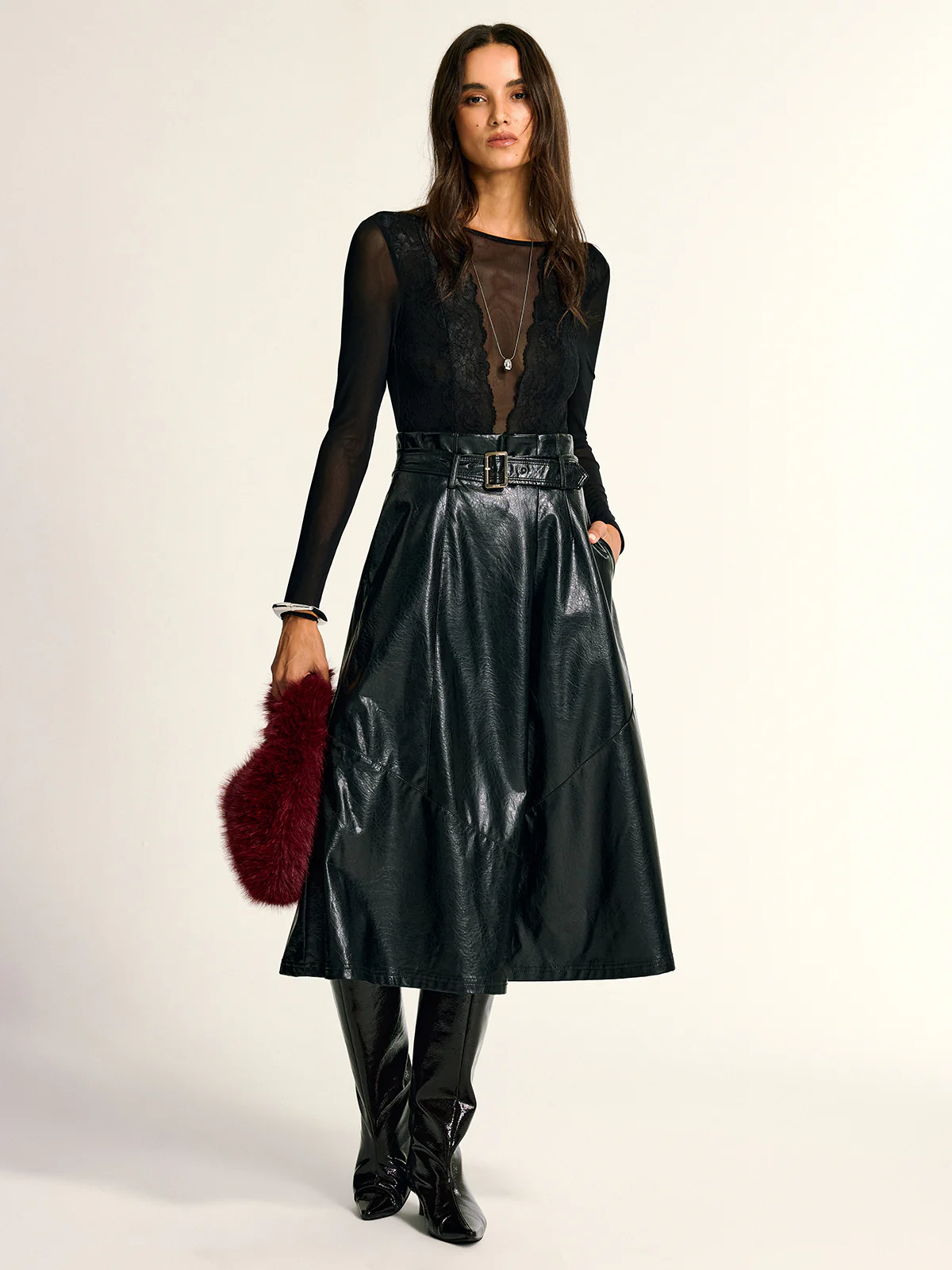 Long Sleeve Sheer Lace Mesh Bodysuit - Image 5