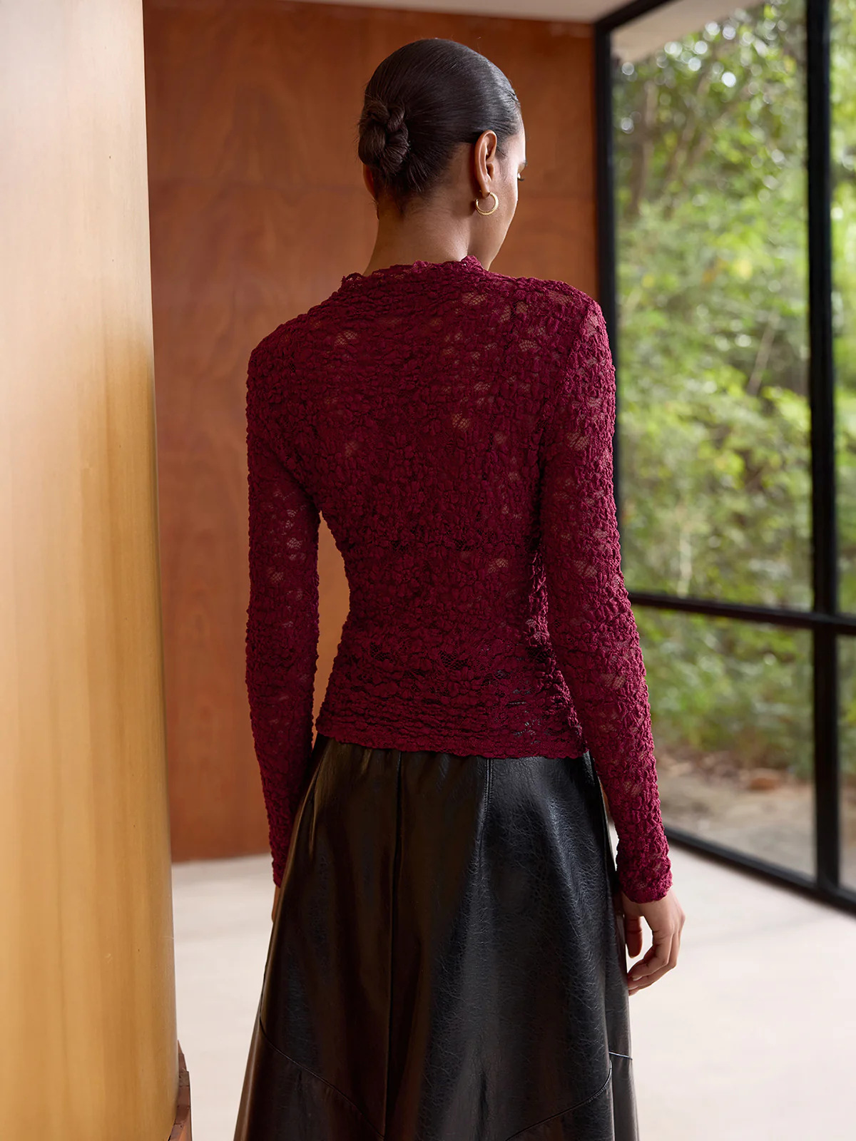 Long-Sleeve Sheer Lace Top - Image 5