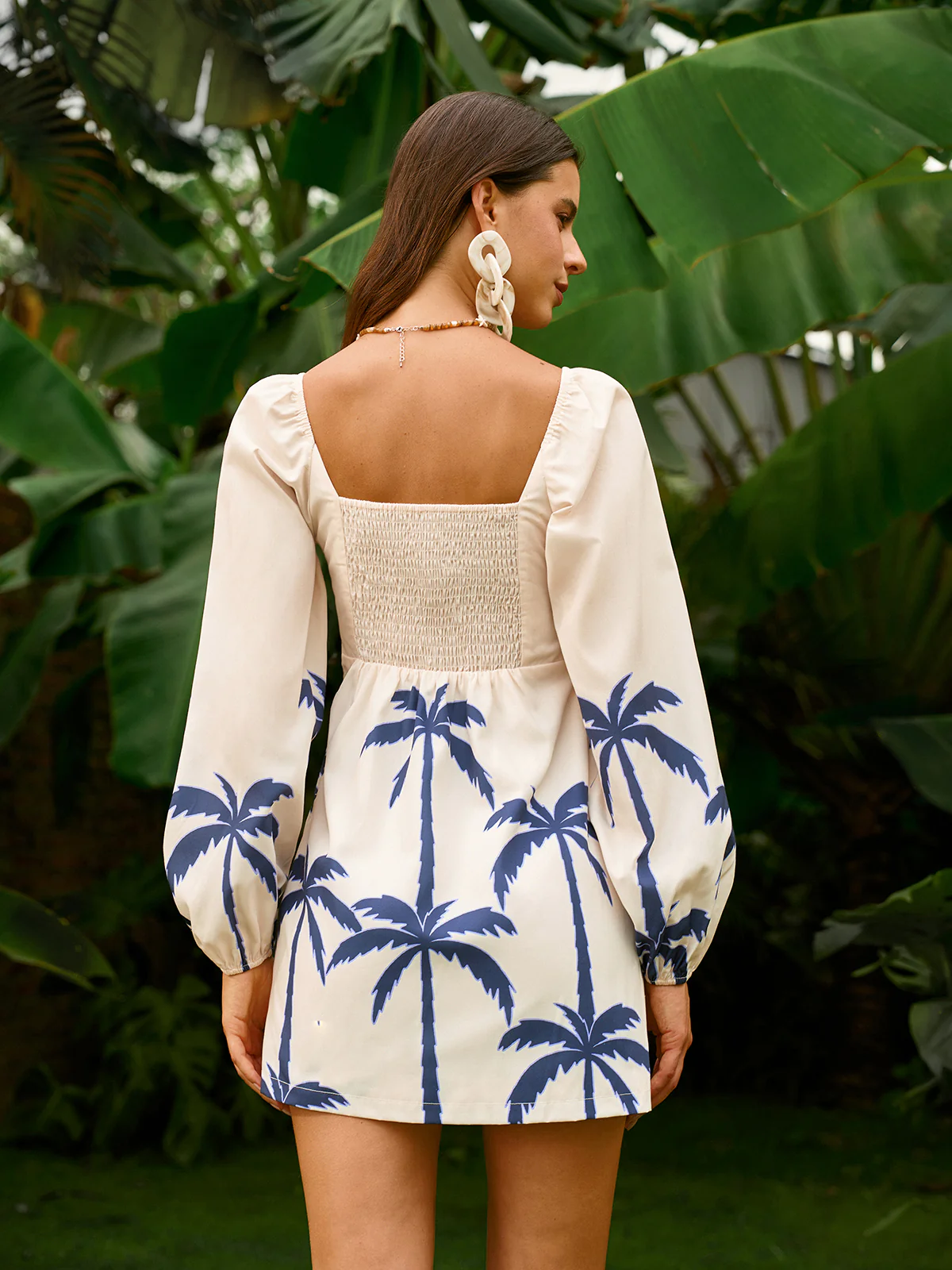 Long Sleeve Twist Front Print Dress - Image 6