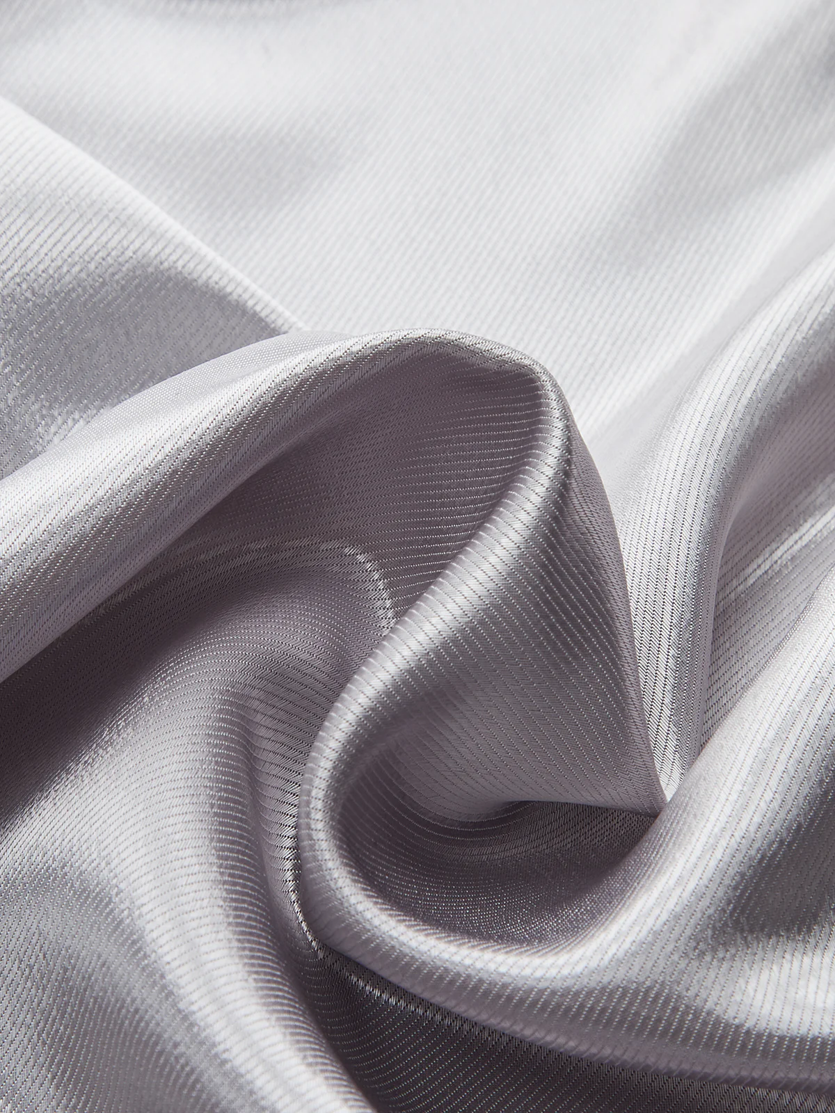 Long Sleeve V-Neck Knot Front Satin Blouse - Image 4