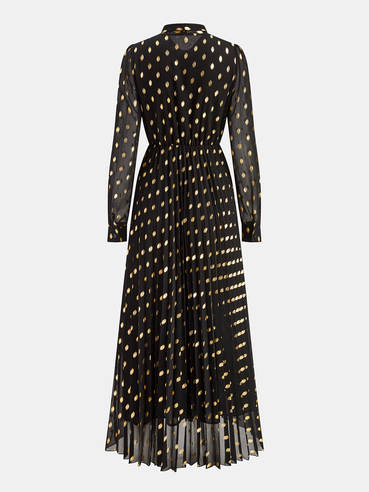 Long Sleeves Foil Spot Print A-Line Maxi Dress - Image 2