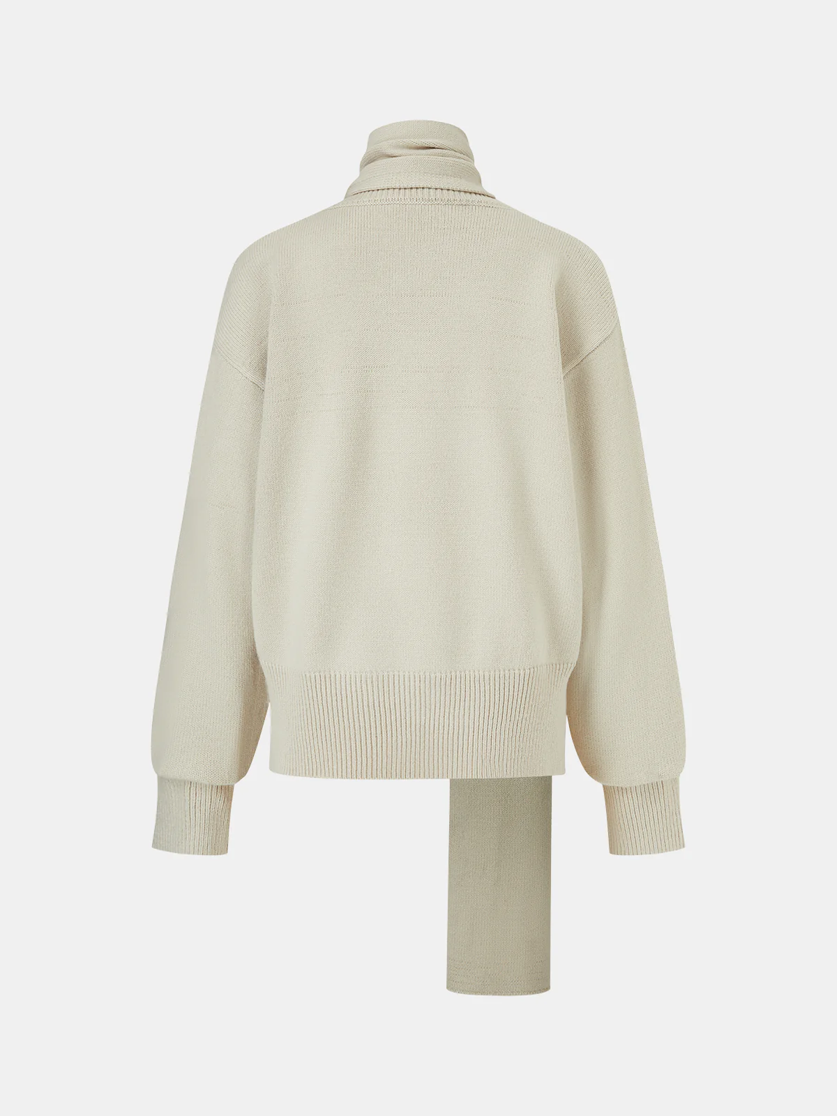 Loose Knit Sweater with Scarf Collar - Image 2