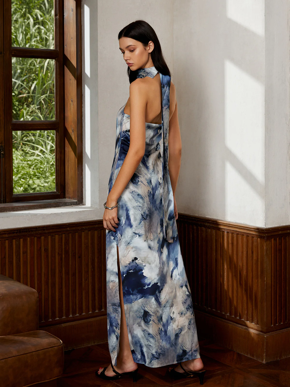 Love Era Tie Dye Satin Halter Long Dress - Image 2