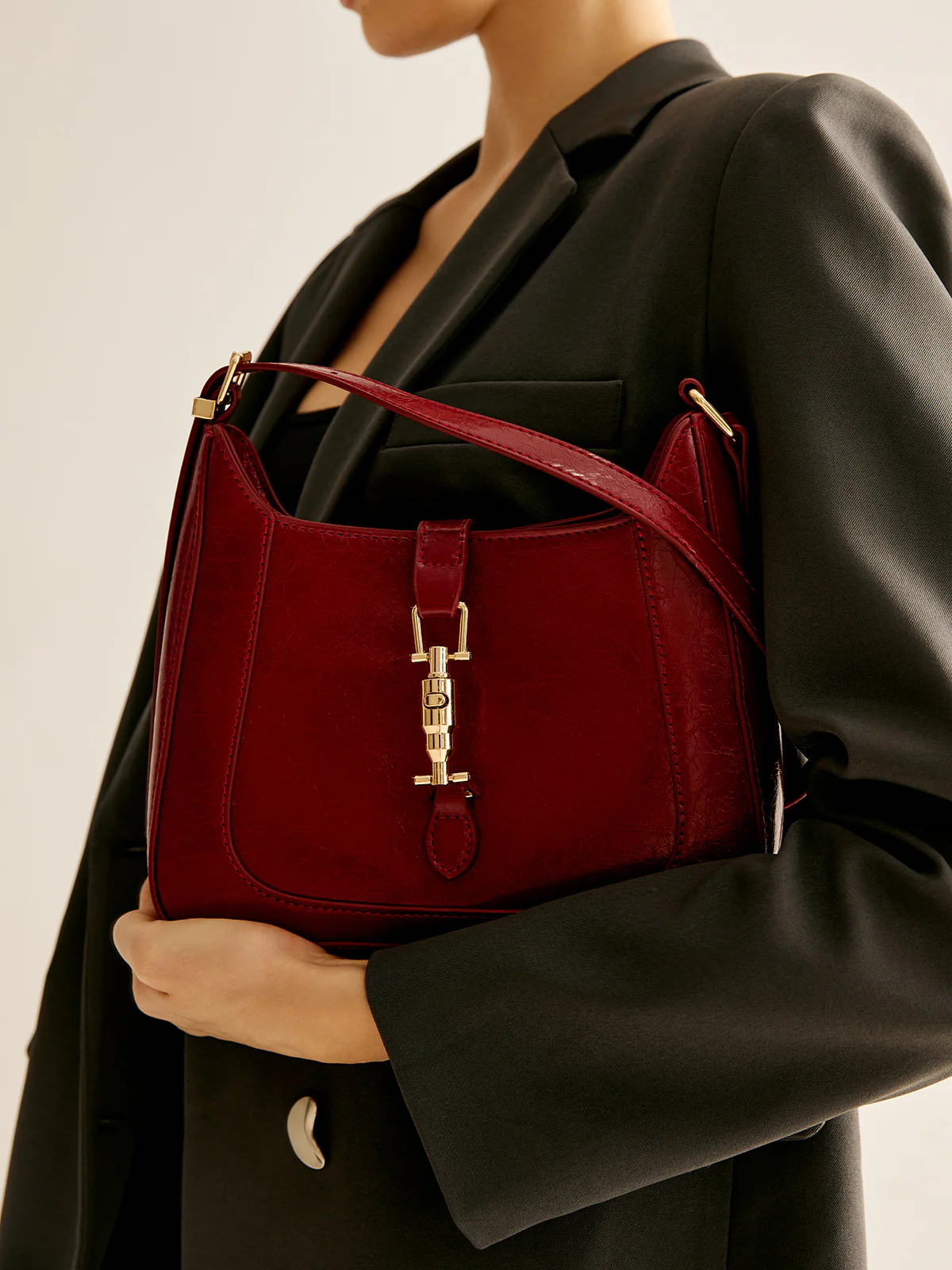 Magnet Closure Zipper Shoulder Bag - Image 8