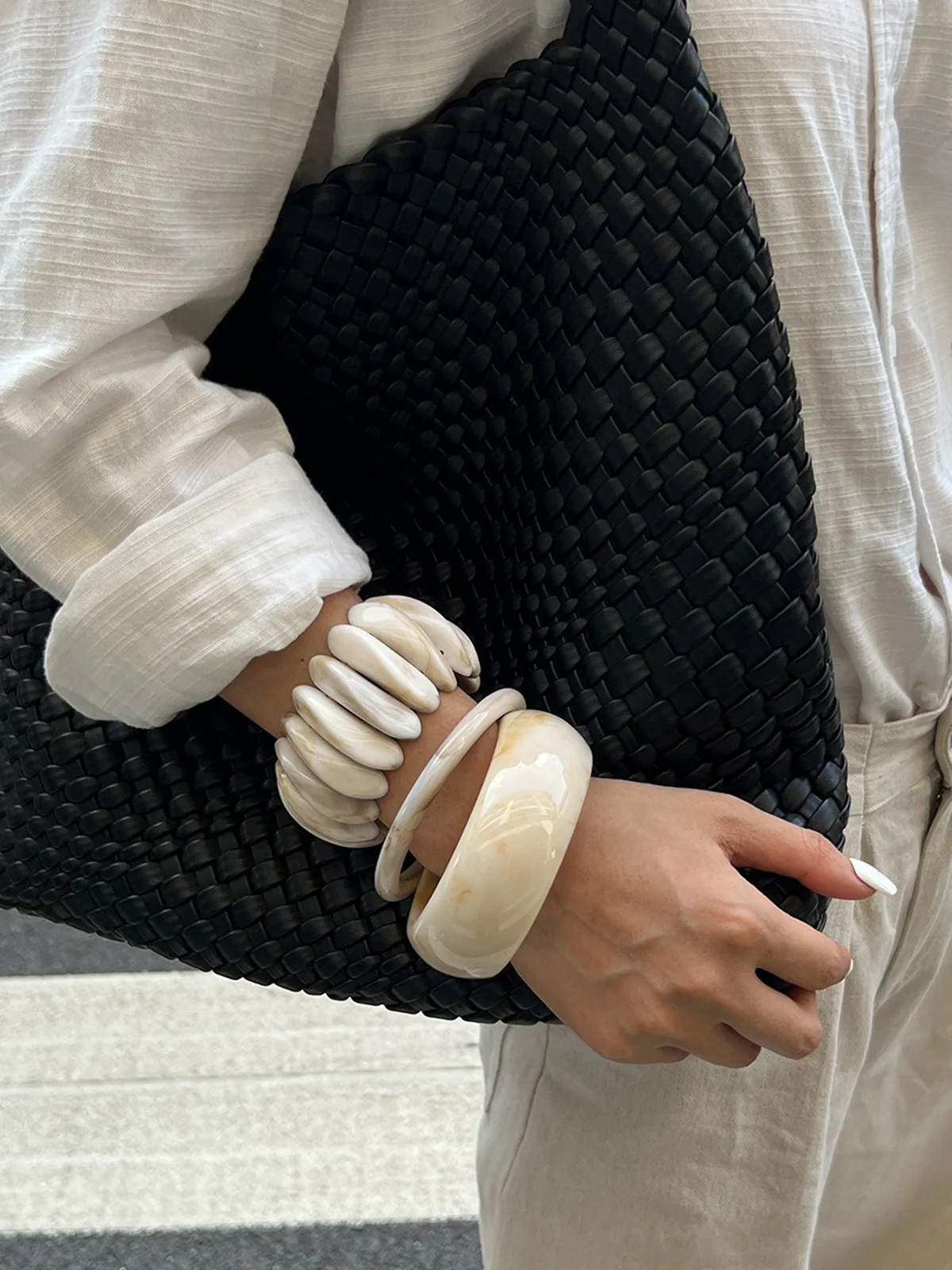 Marble Effect Crescent Beaded Bracelet - Image 2