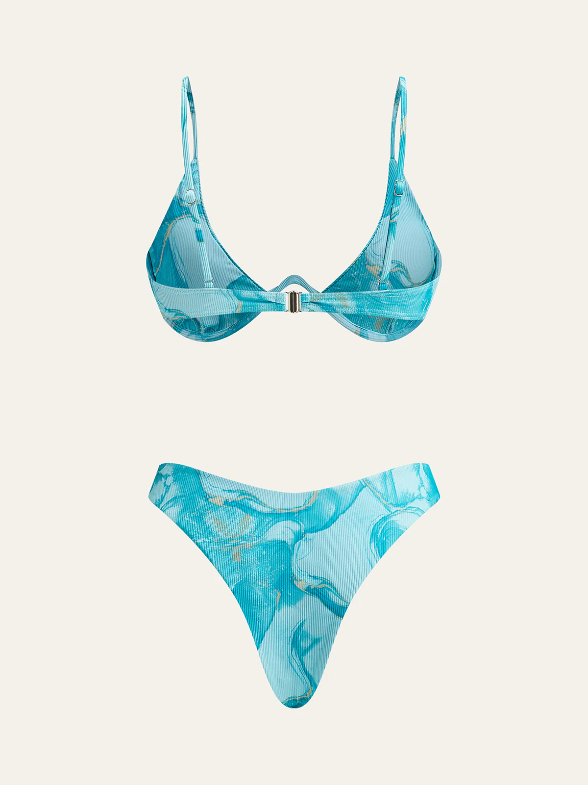 Marble Print Bikini Set With Cover-Up Skirt - Image 3