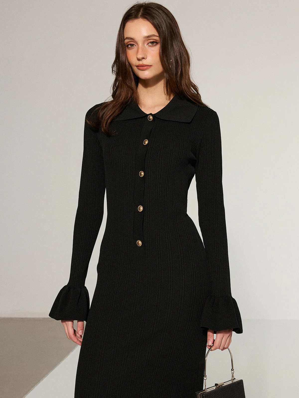 Mermaid Hem Collared Knit Maxi Dress - Image 5