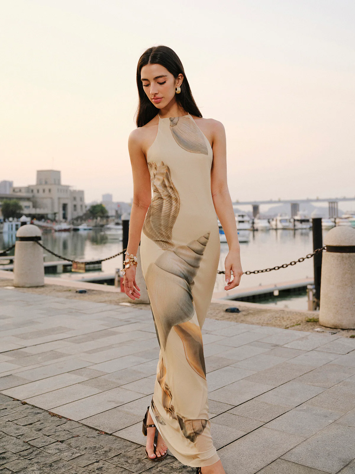 Mesh Halter Neck Backless Dress