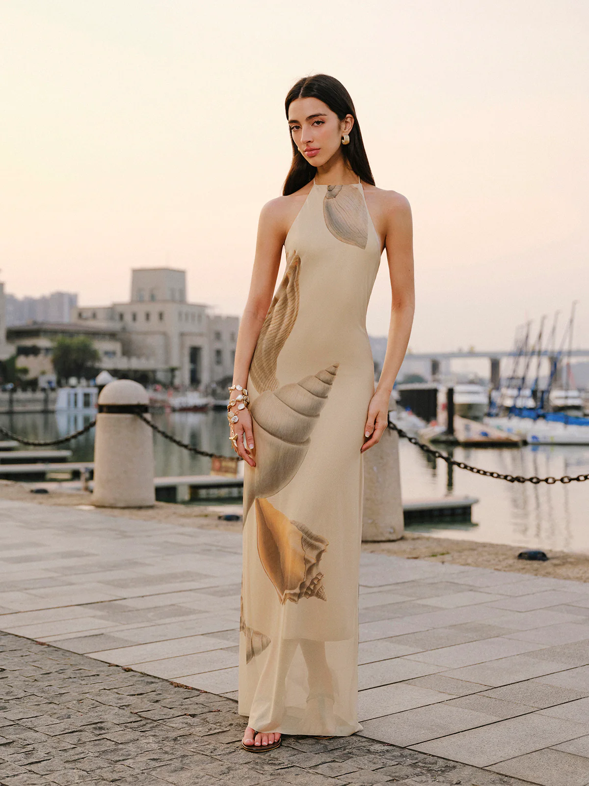 Mesh Halter Neck Backless Dress - Image 3