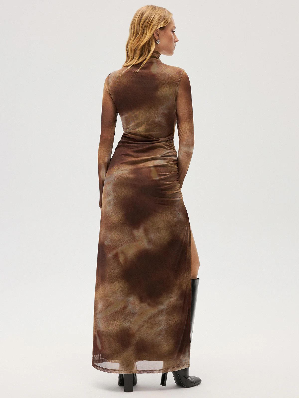 Mesh High-Slit Tie-Dye Maxi Dress - Image 6