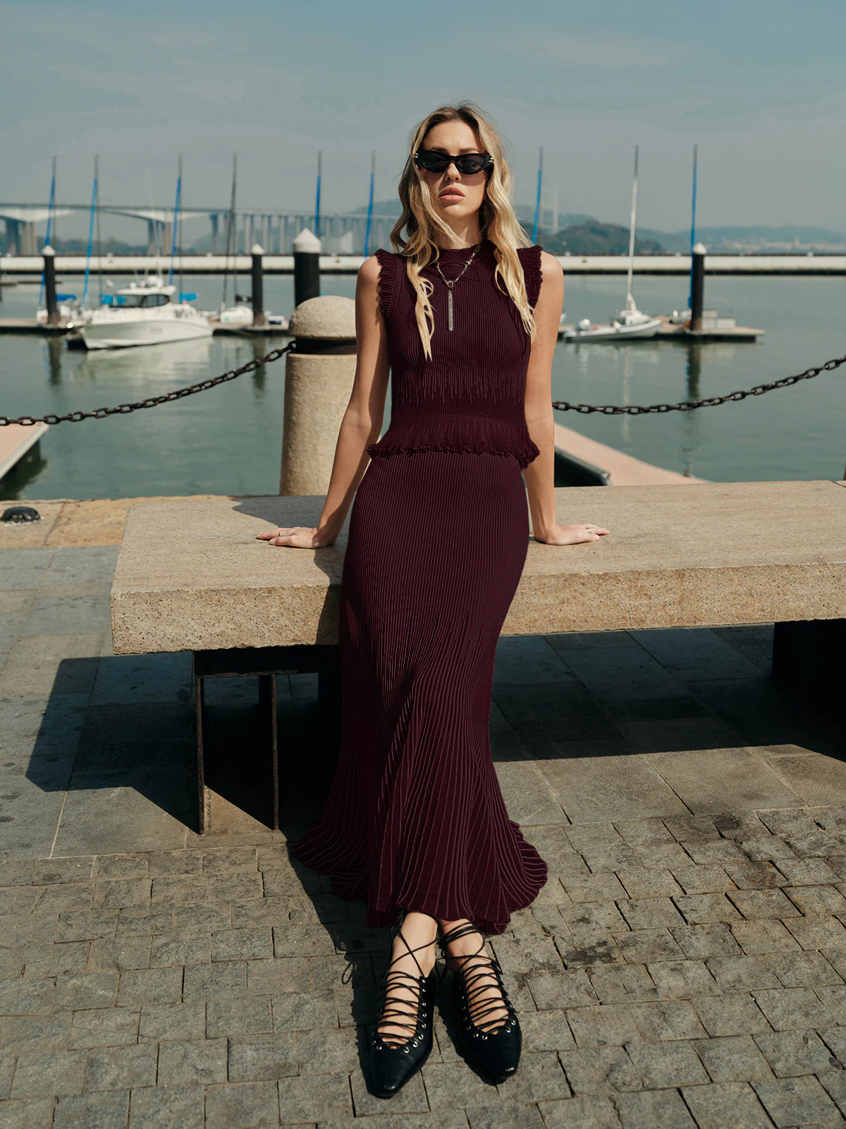 Mesh Panel Pleated Skirt - Image 13