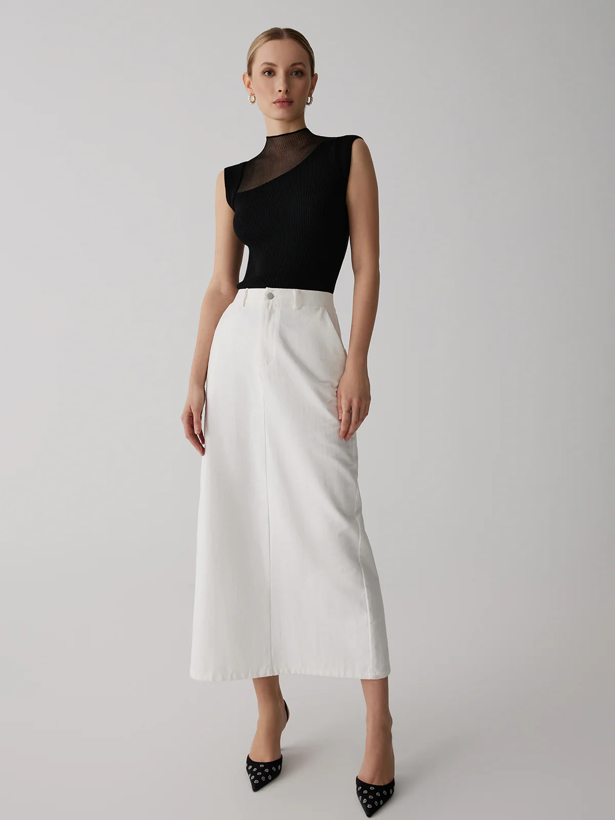 Mesh Patchwork Sleeveless Top - Image 3