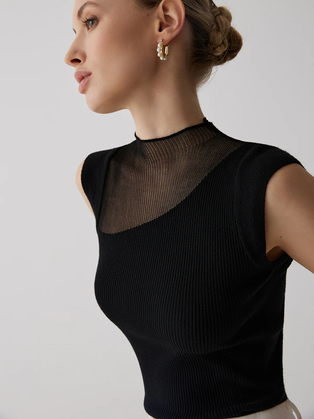 Mesh Patchwork Sleeveless Top - Image 4