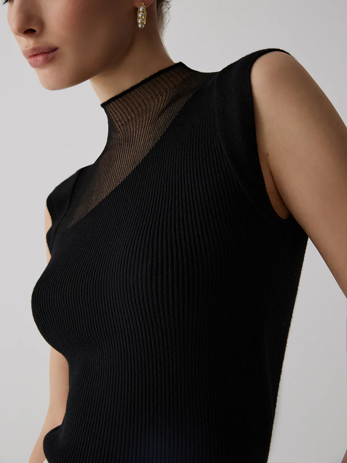 Mesh Patchwork Sleeveless Top - Image 5