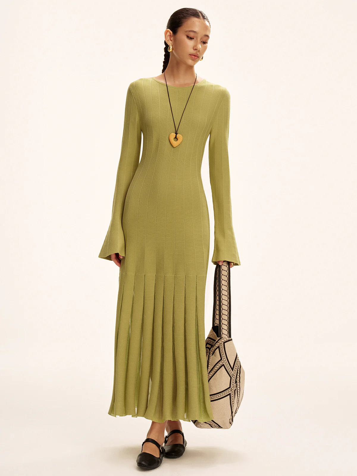 Mesh Pleated Hem Knit Maxi Dress - Image 2