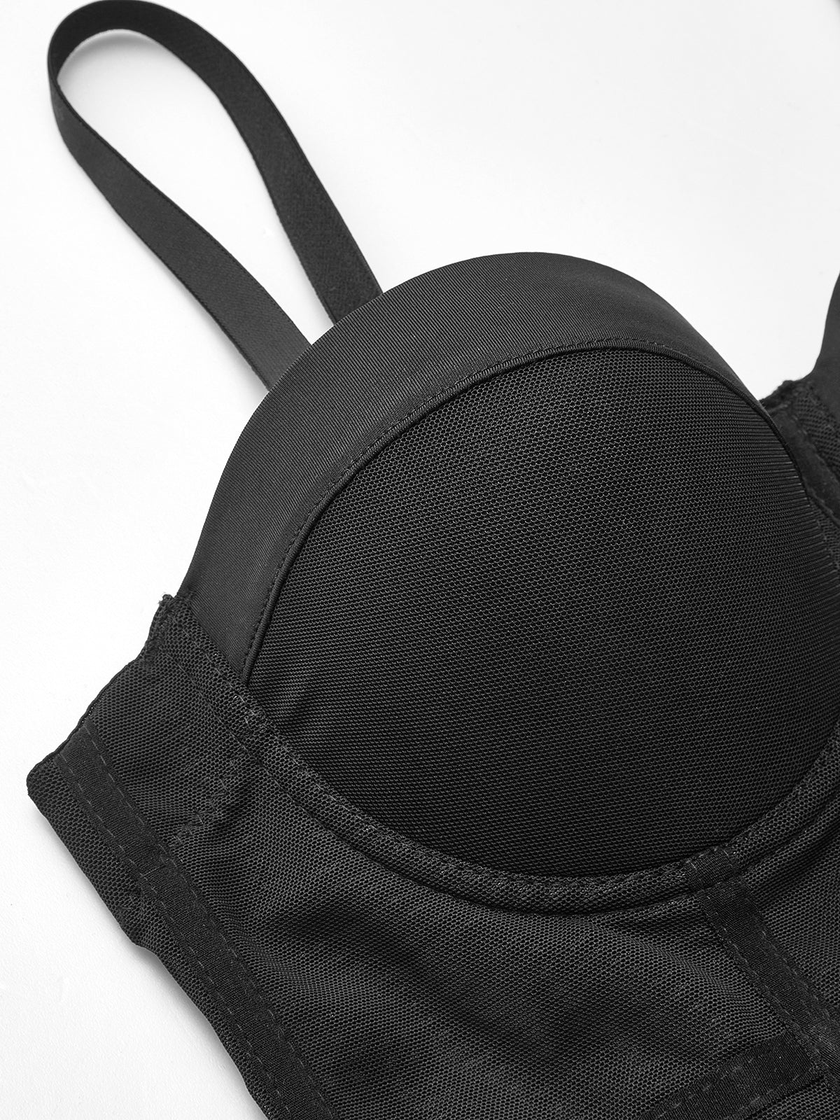 Mesh Sheer Piping Corset - Image 2