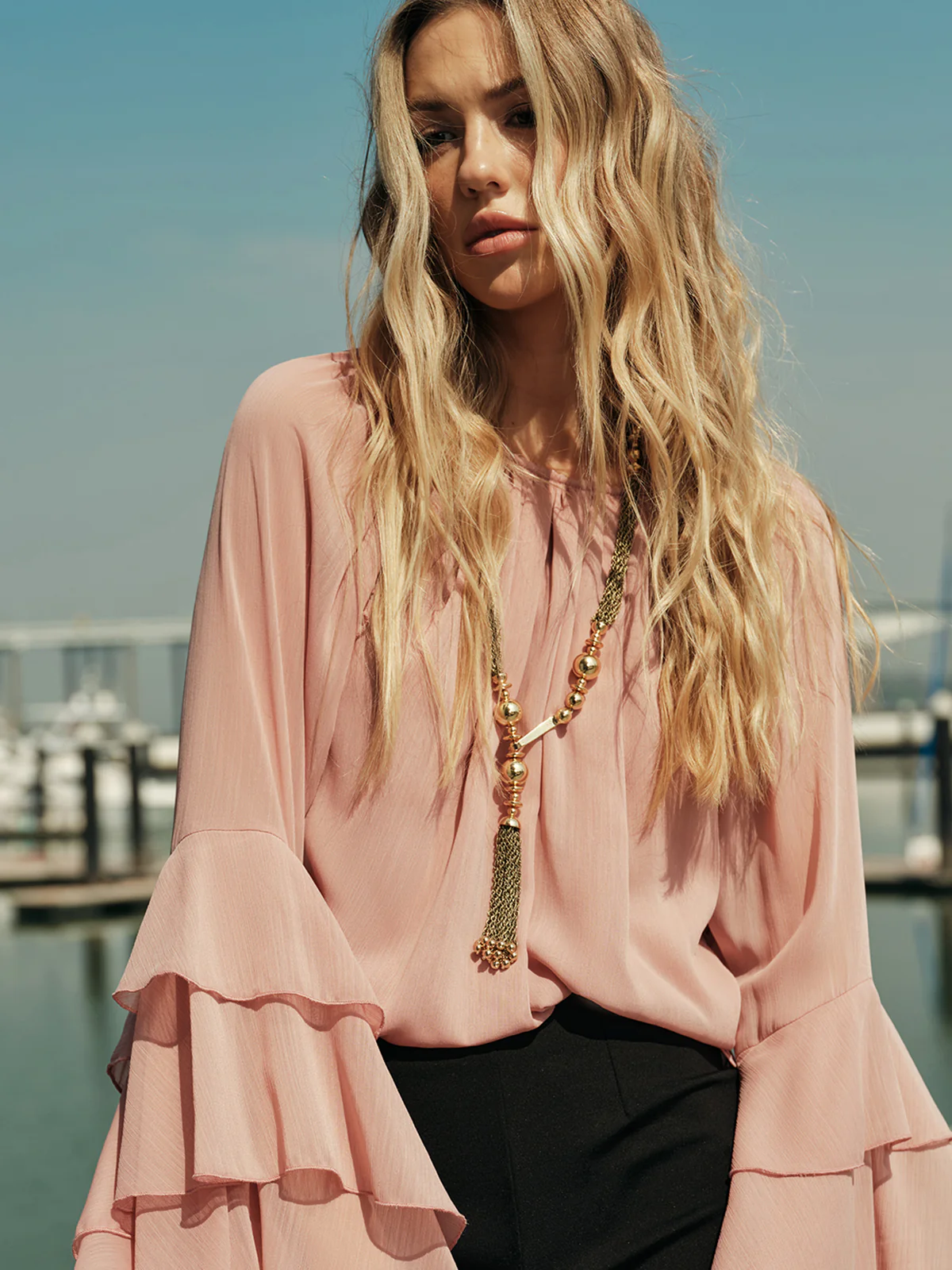 Metal Bead Tassel Necklace - Image 2