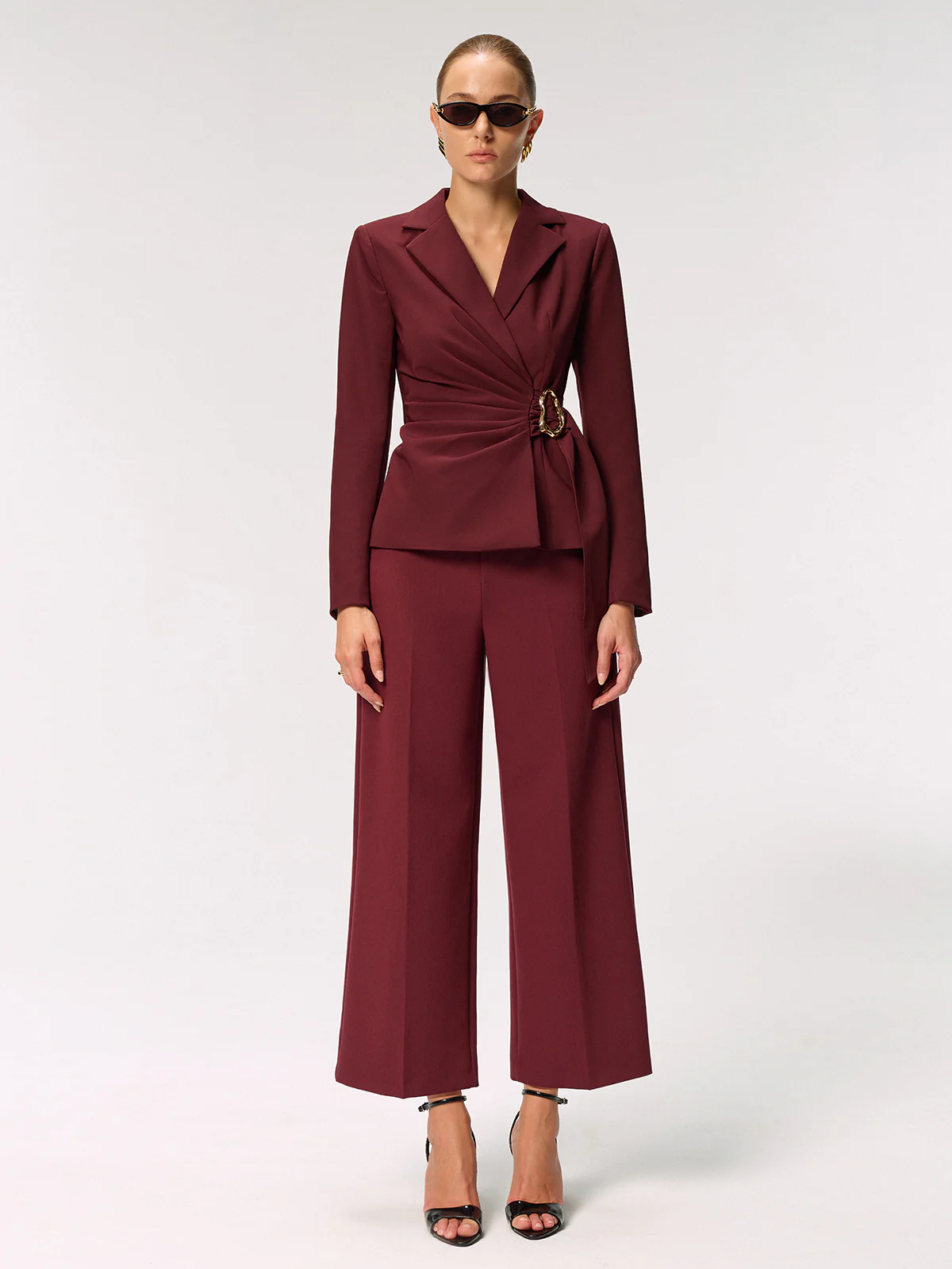 Metal Buckle Asymmetric Blazer - Image 3