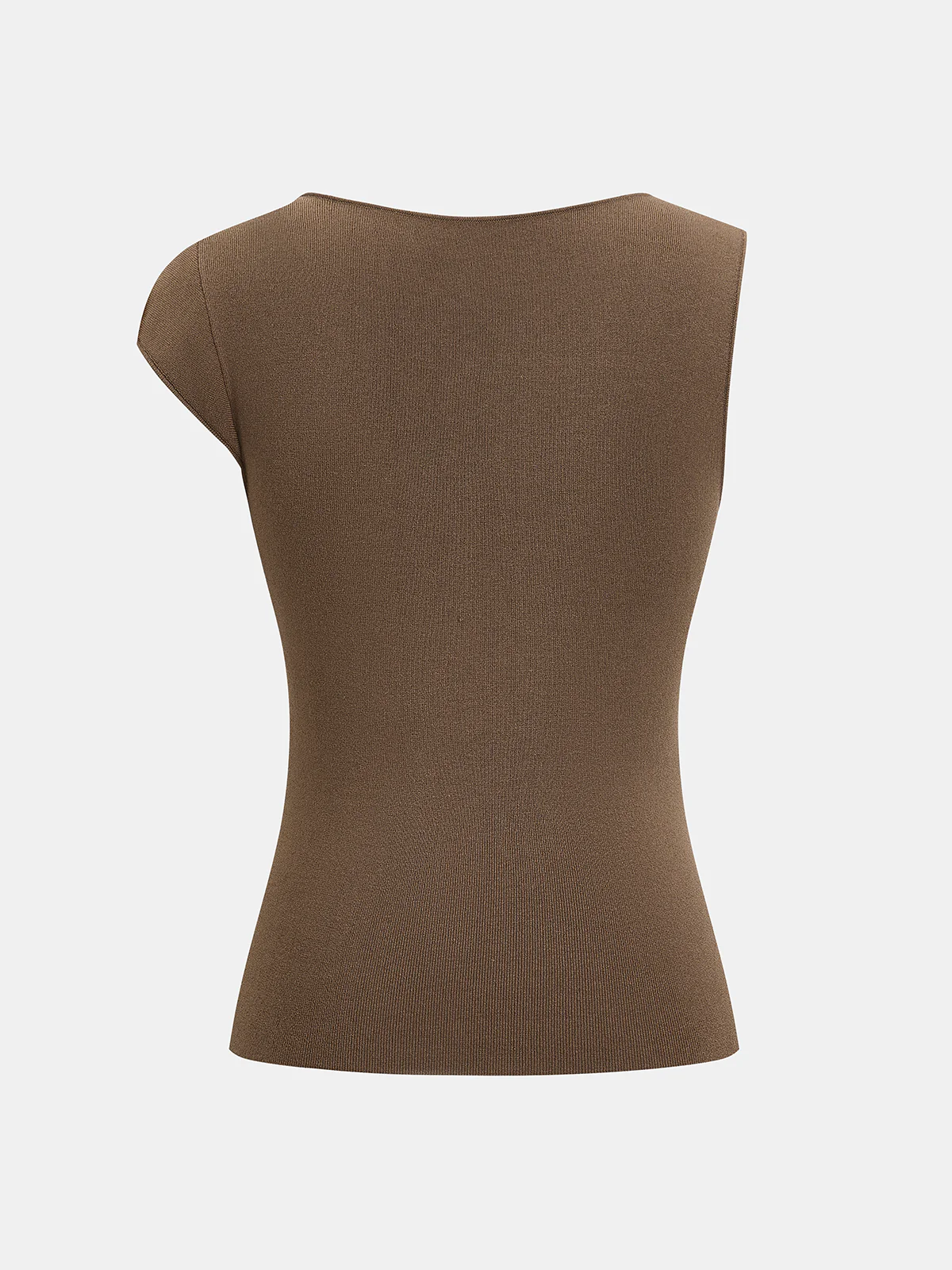 Metal Buckle Asymmetric Neckline Knit Top - Image 3