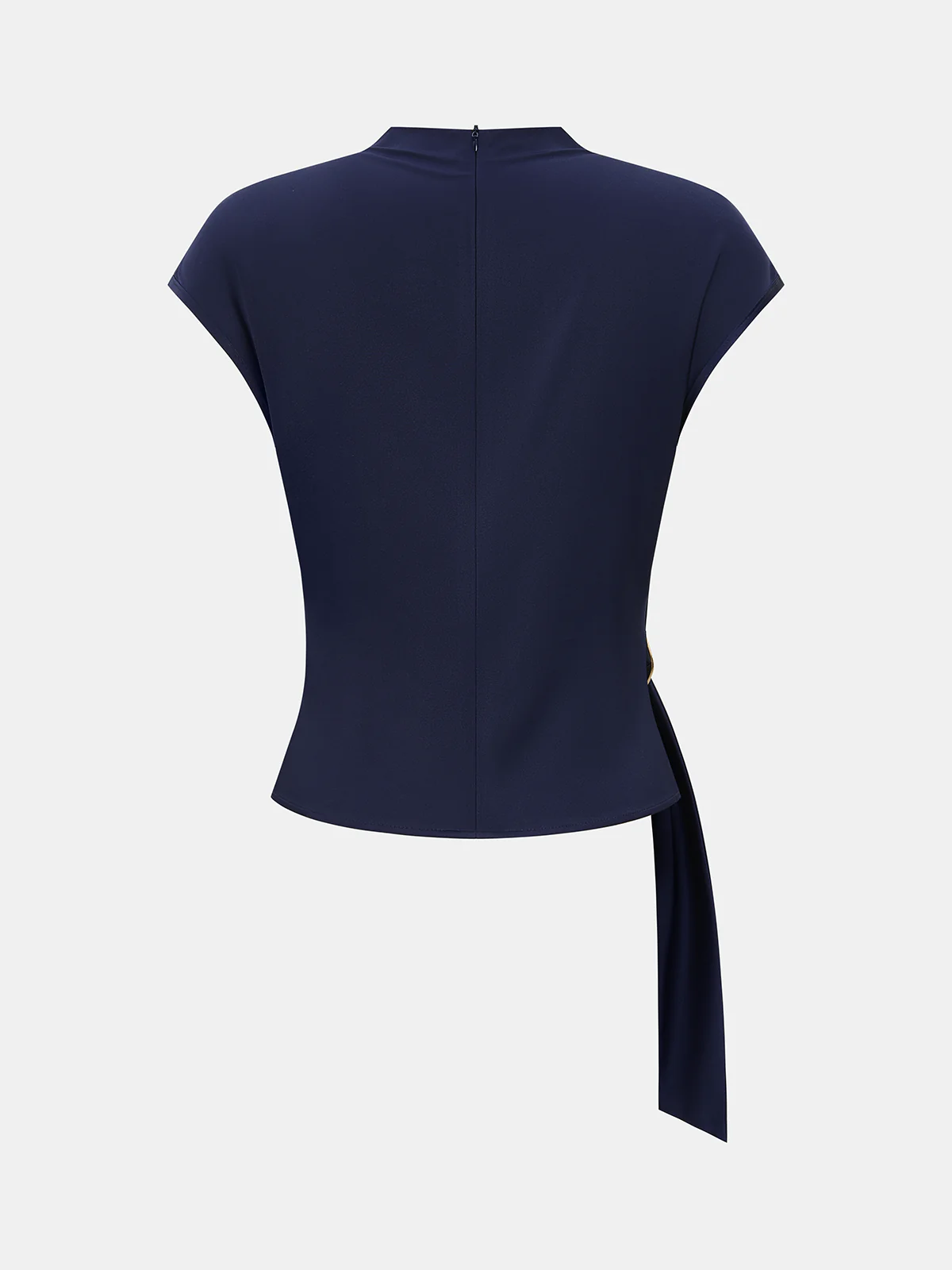 Metal Buckle Cap Sleeve Satin Top - Image 2