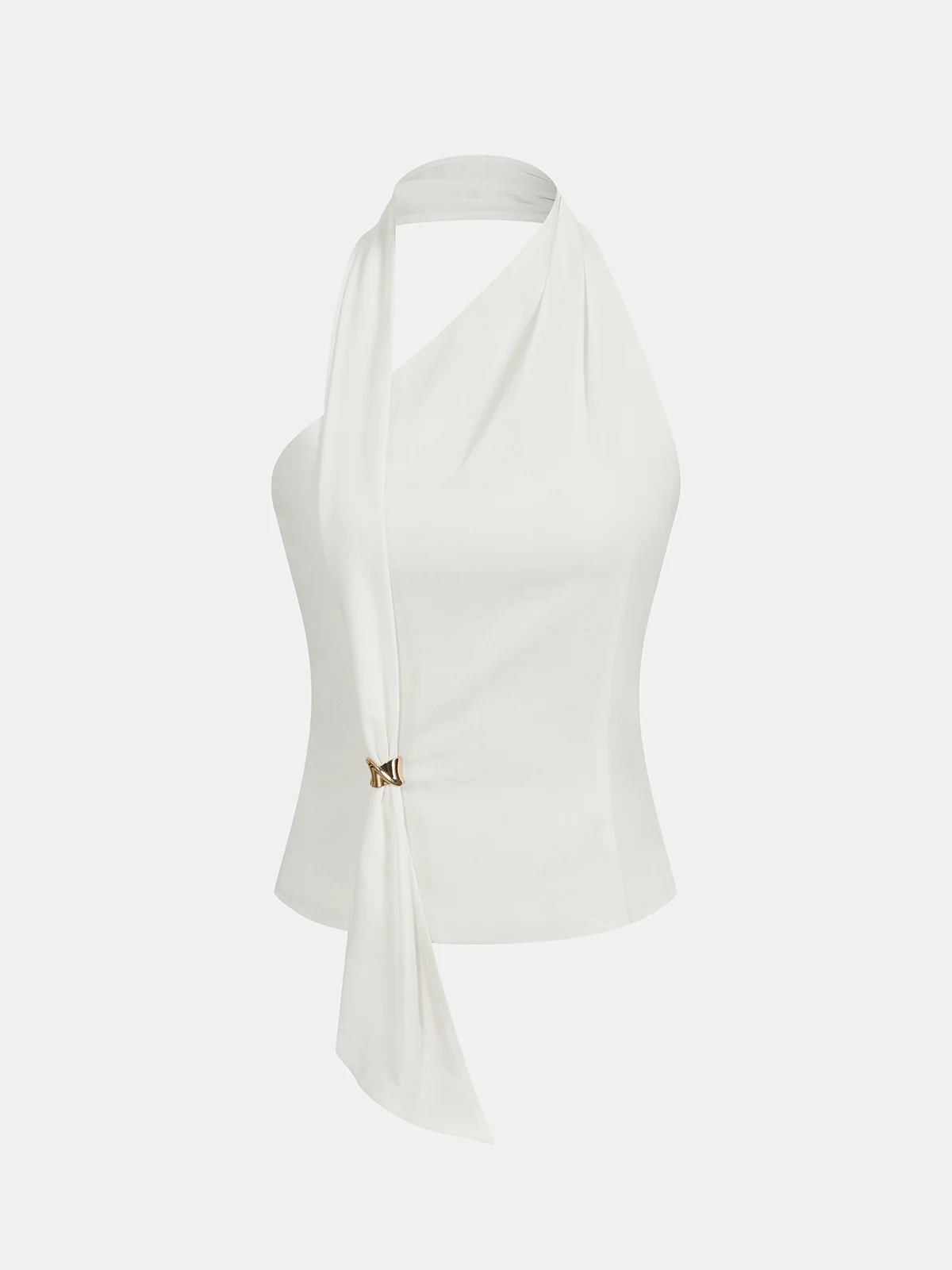 Metal Buckle Draped Halter Top - Image 2