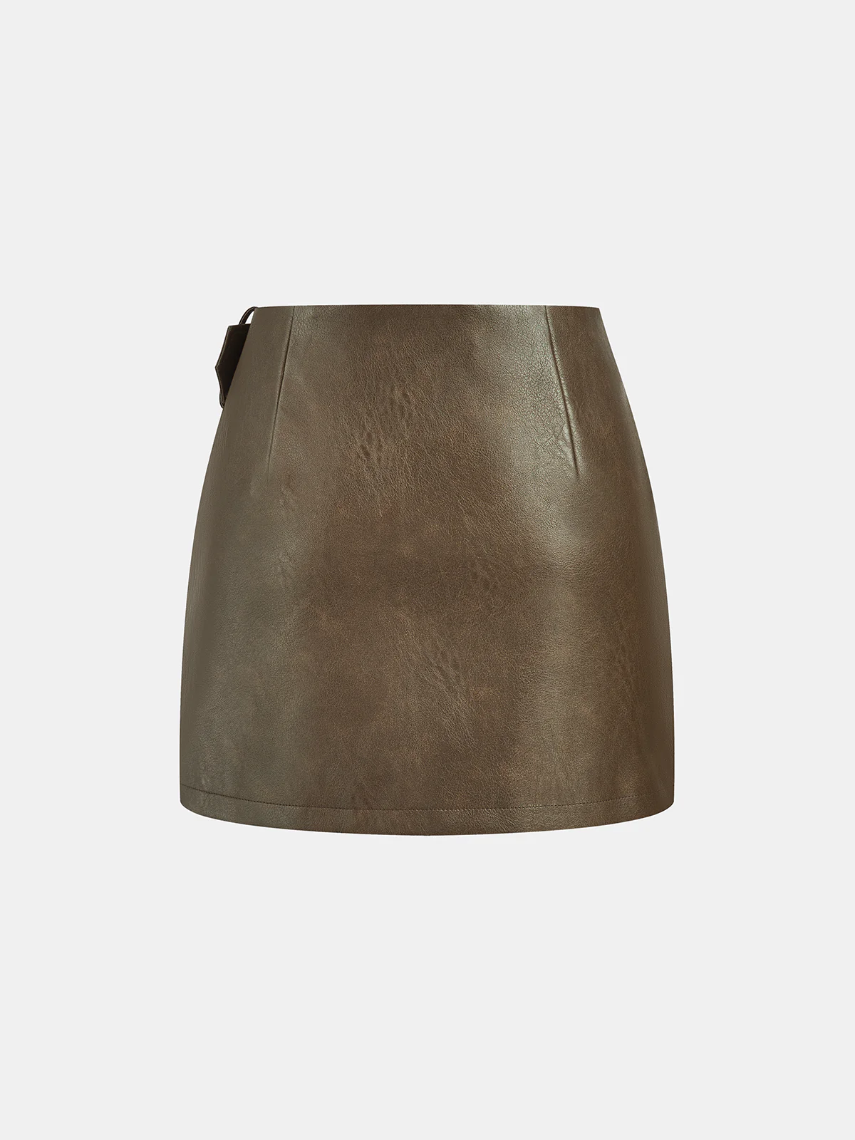 Metal Buckle Faux Leather Mini Skirt - Image 2