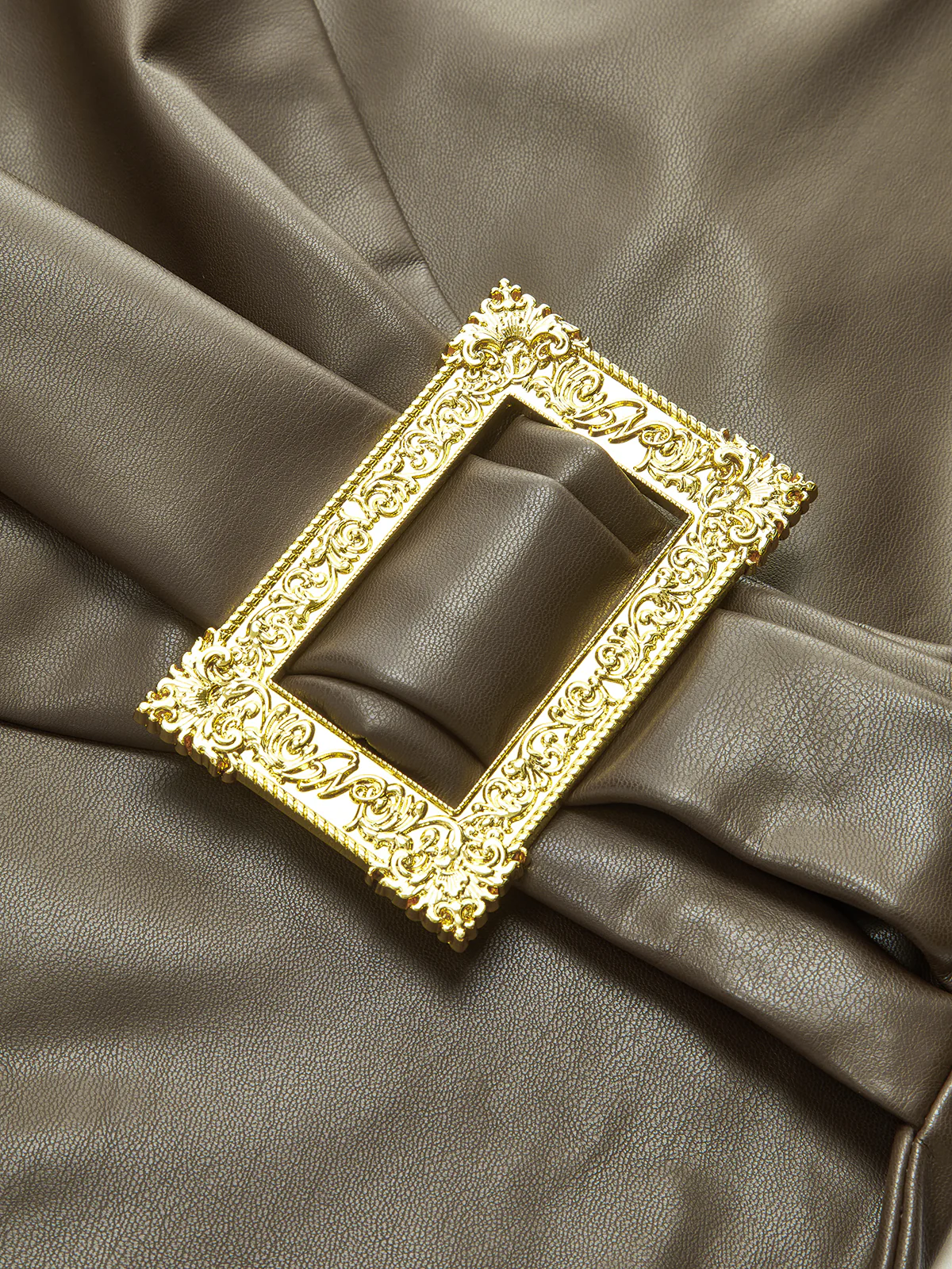 Metal Buckle Faux Leather Mini Skirt - Image 3