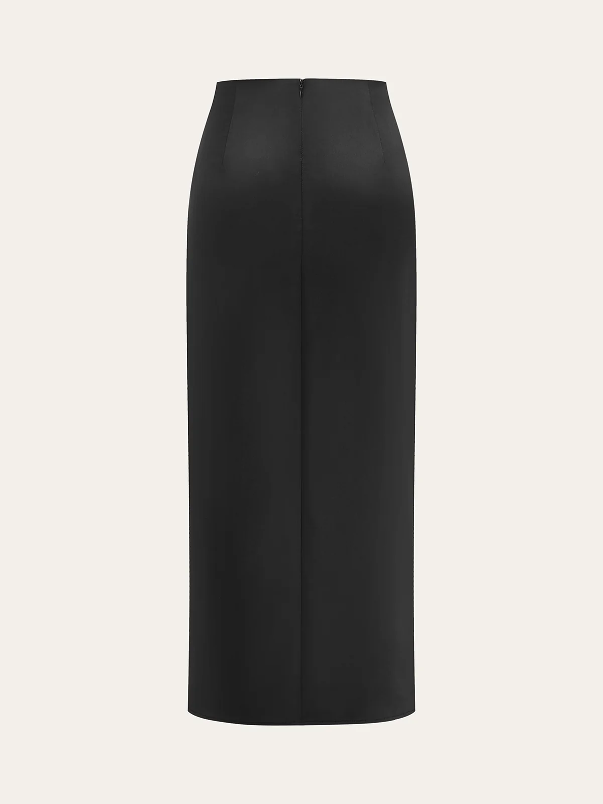 Metal Buckle Satin Slit Midi Skirt - Image 2