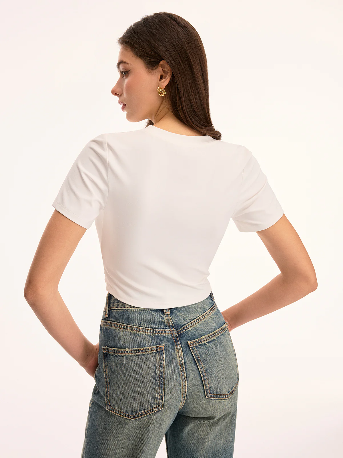 Metal Buckle Twist Front Crop Top - Image 4