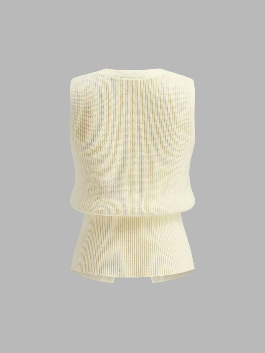 Metal Buckle Waisted Sweater Vest - Image 6