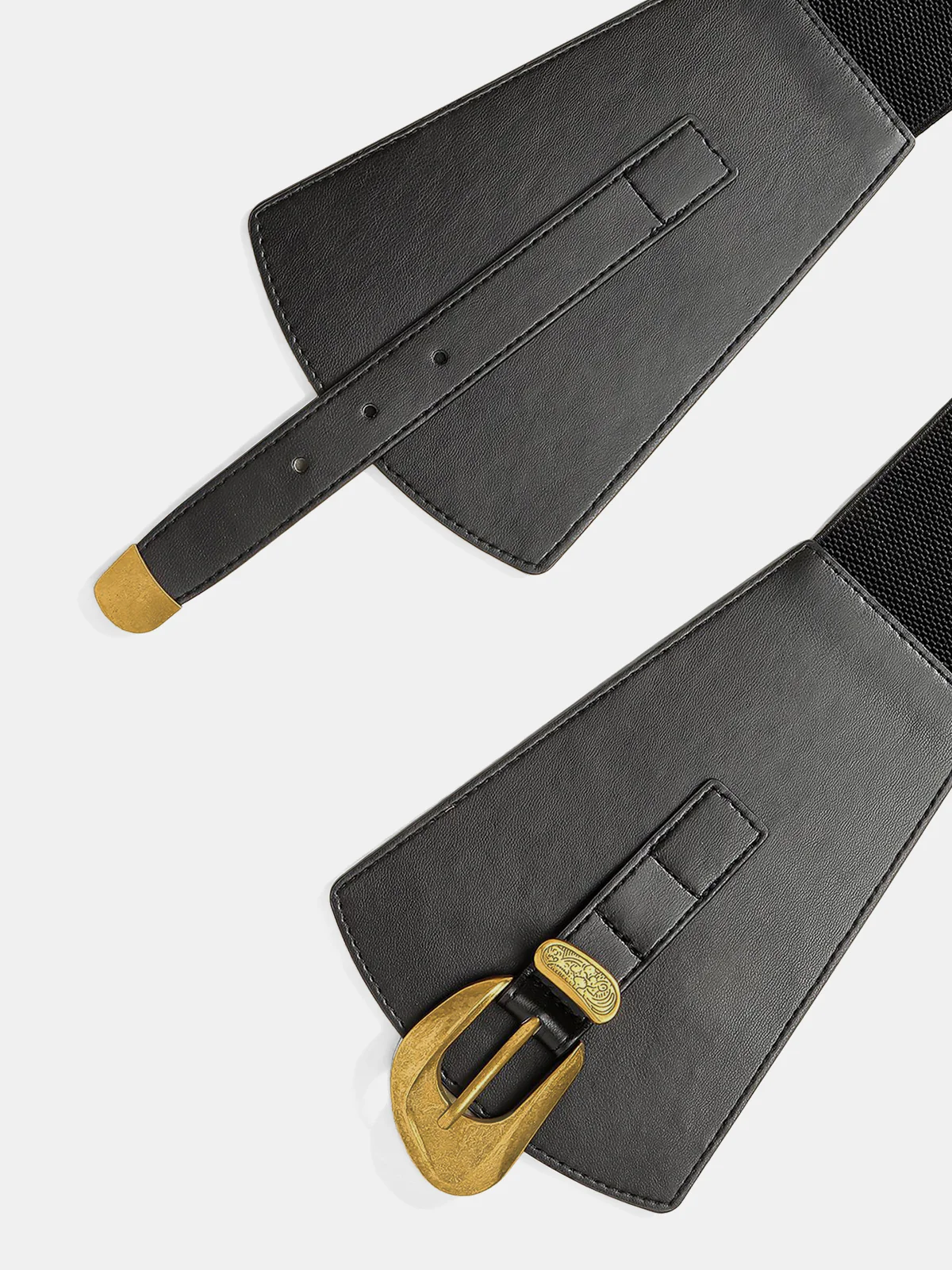 Metal Buckle Wide Elastic Waist Belt - Image 2