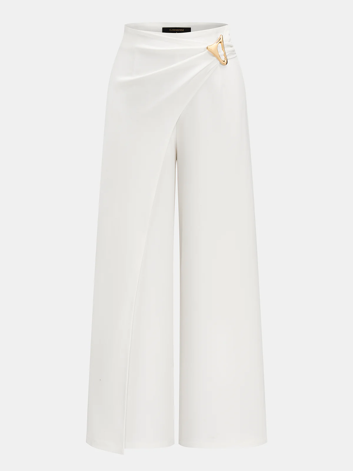 Metal Buckle Wrap Wide Leg Pants