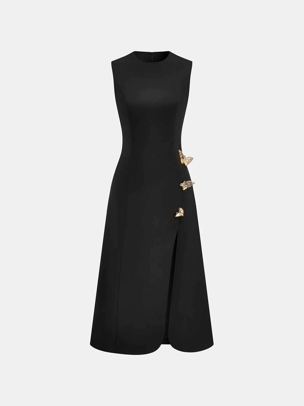 Metal Butterfly Detail Sleeveless Midi Dress - Image 3