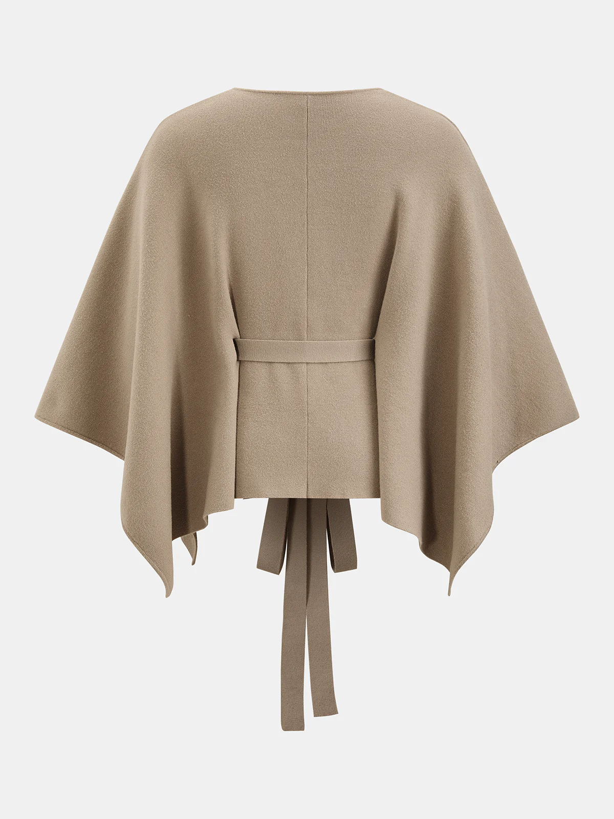 Metal Button Belted Cape-Style Knit Top - Image 2