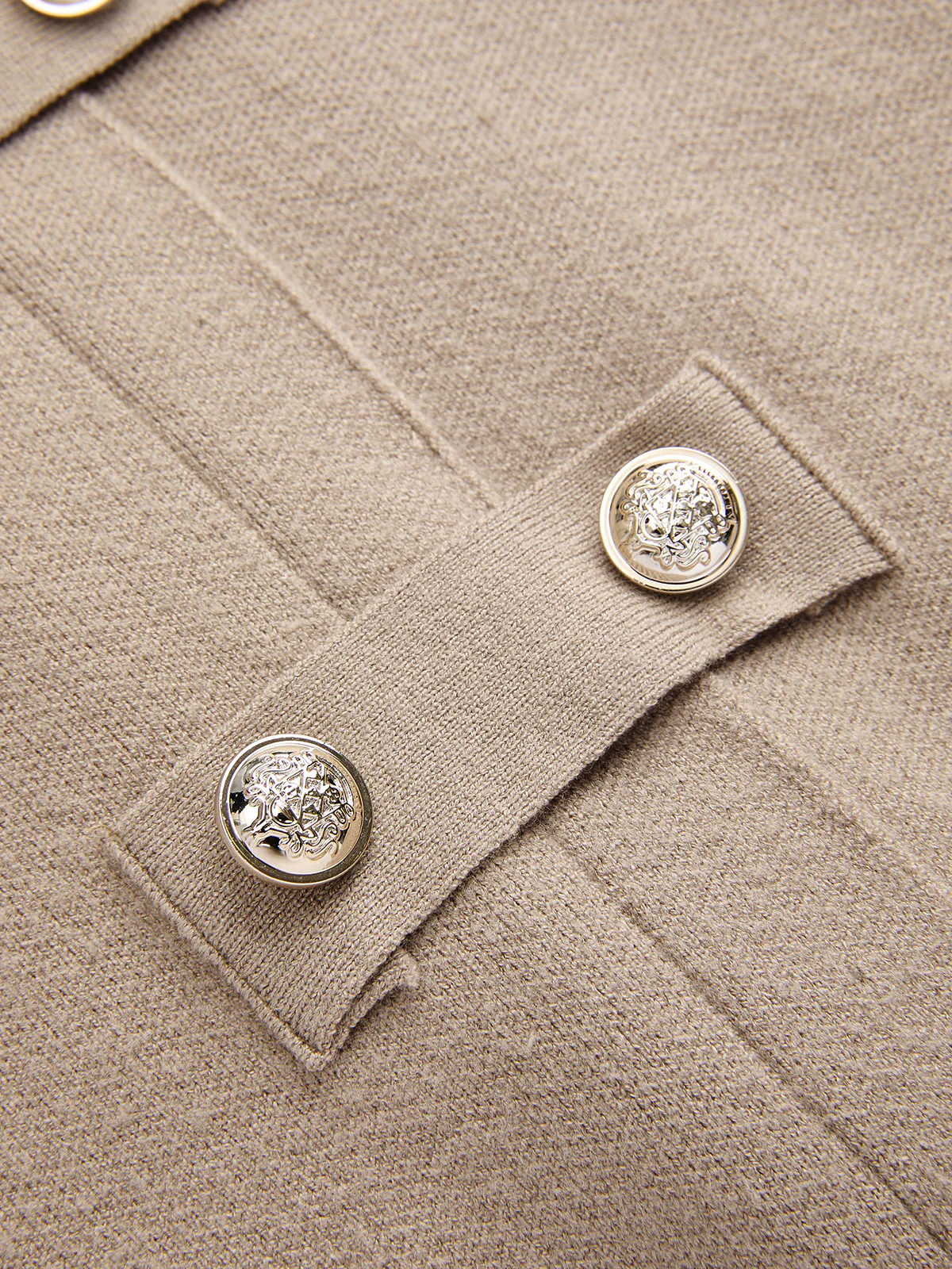 Metal Button Belted Cape-Style Knit Top - Image 3