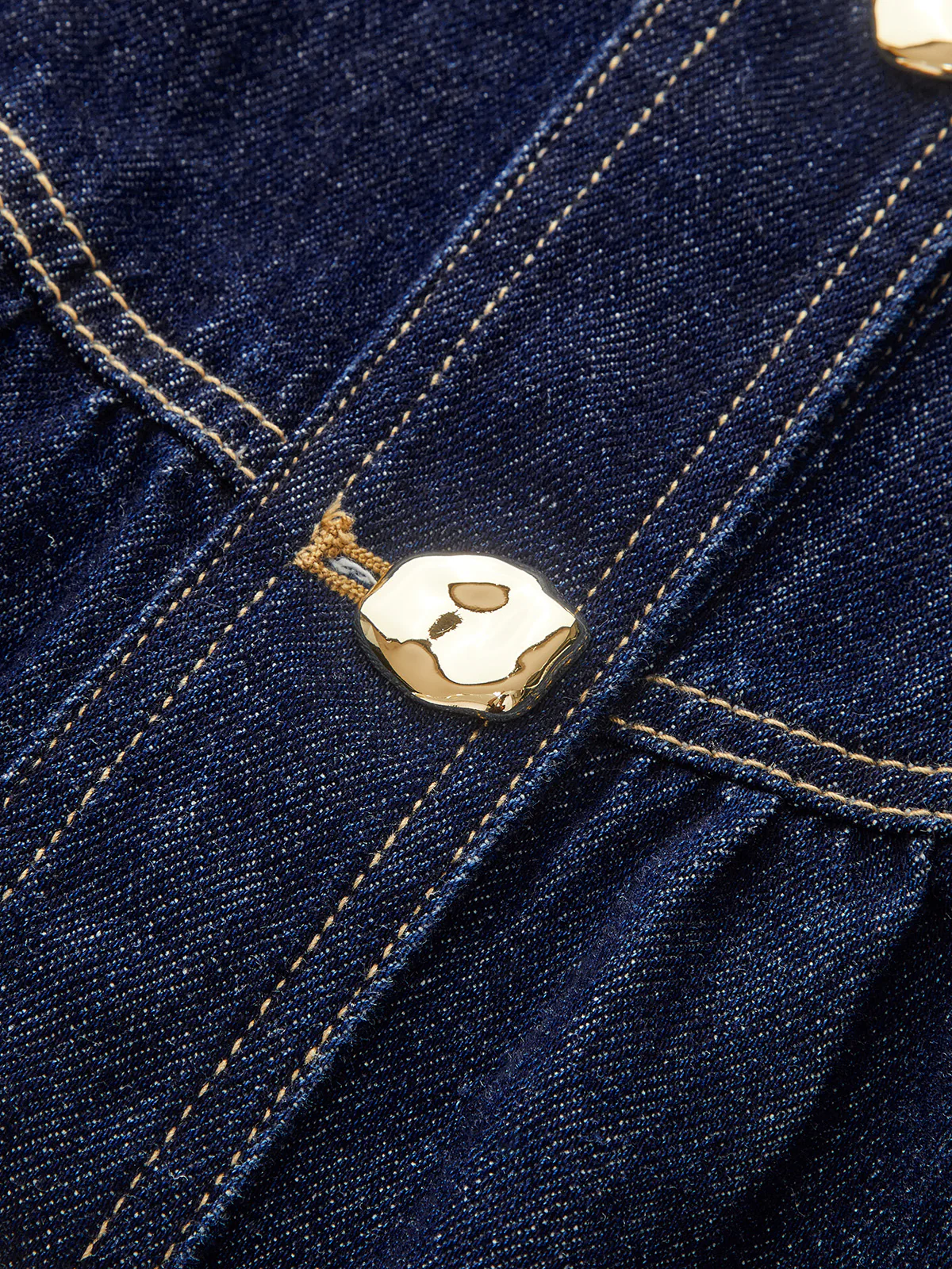 Metal Button Belted Denim Flare Mini Dress - Image 4