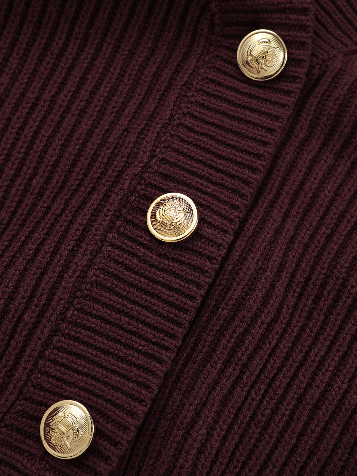 Metal Button Cinched Waist Knit Cardigan - Image 4
