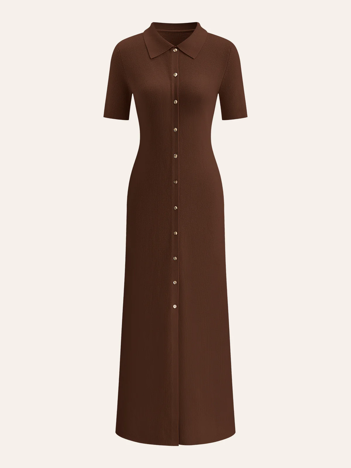 Metal Button Collar Midi Dress - Image 11