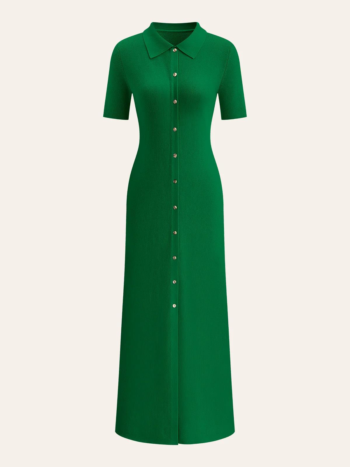 Metal Button Collar Midi Dress - Image 9