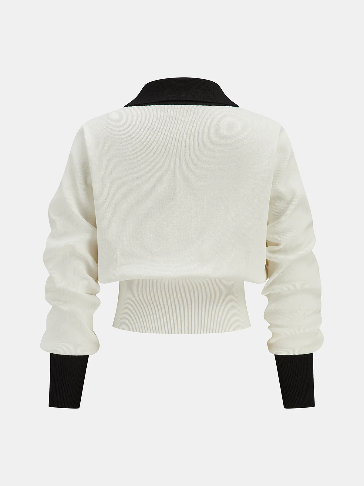Metal Button Contrast Trim Knit Top - Image 4