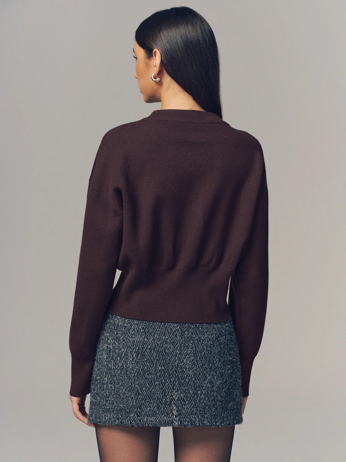 Metal Button Crew Neck Knit Cardigan - Image 6