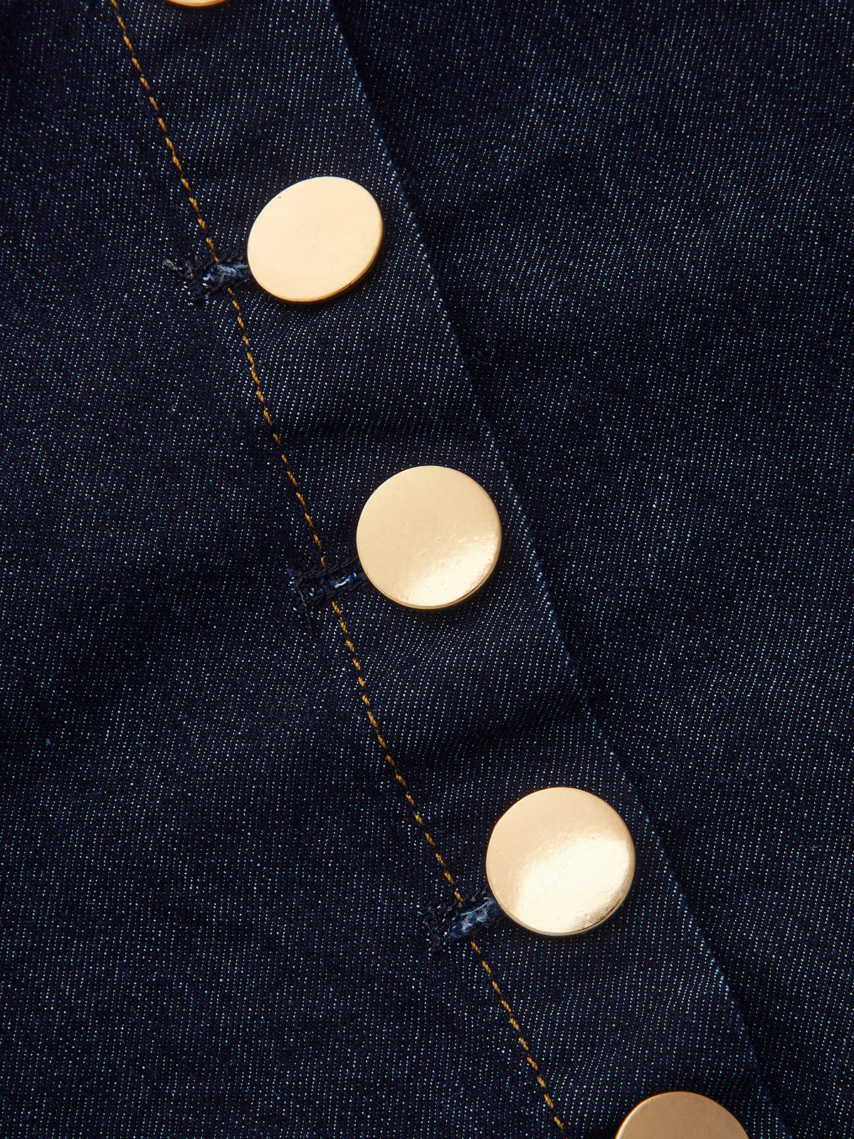 Metal Button Denim Deep V-Neck Tank Top - Image 4
