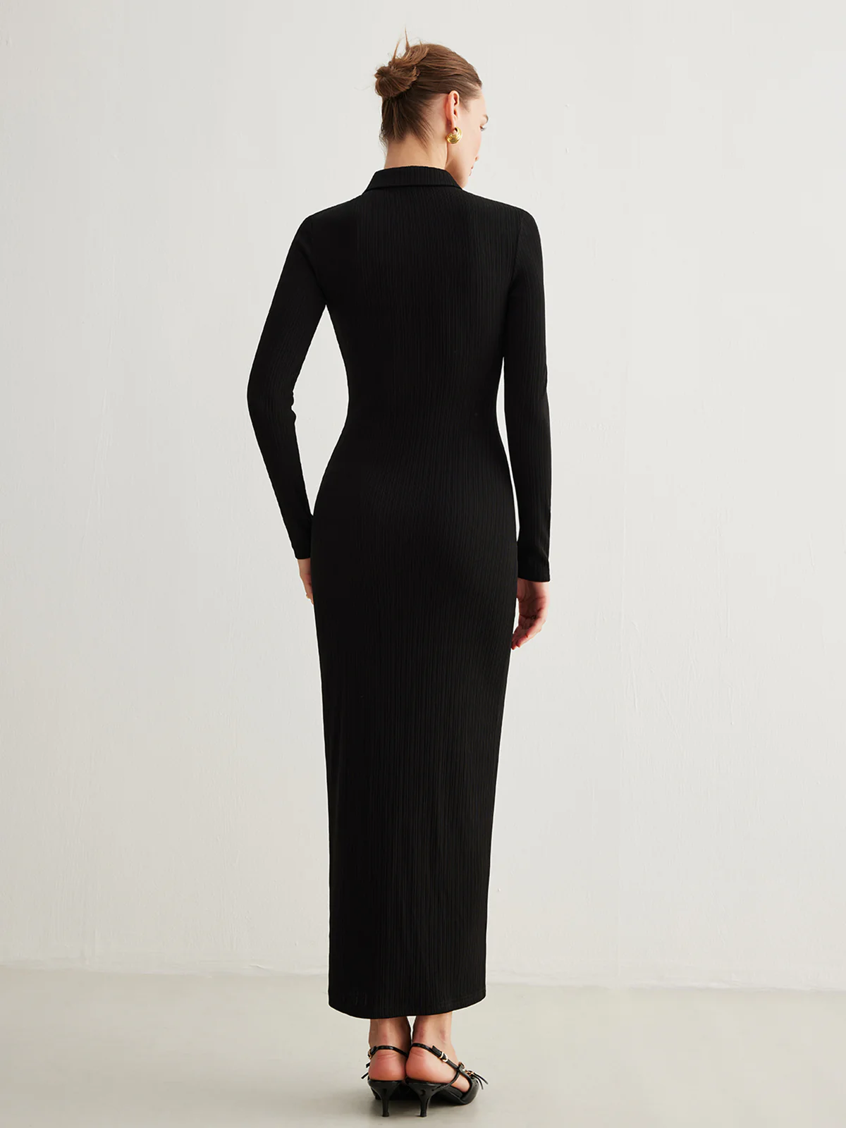 Metal Button-Down Split Lapel Dress - Image 5