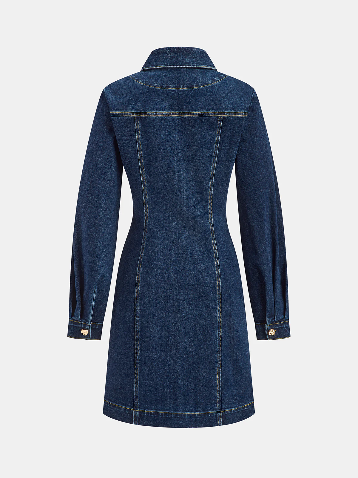 Metal Button-Front Denim Shirt Dress - Image 2