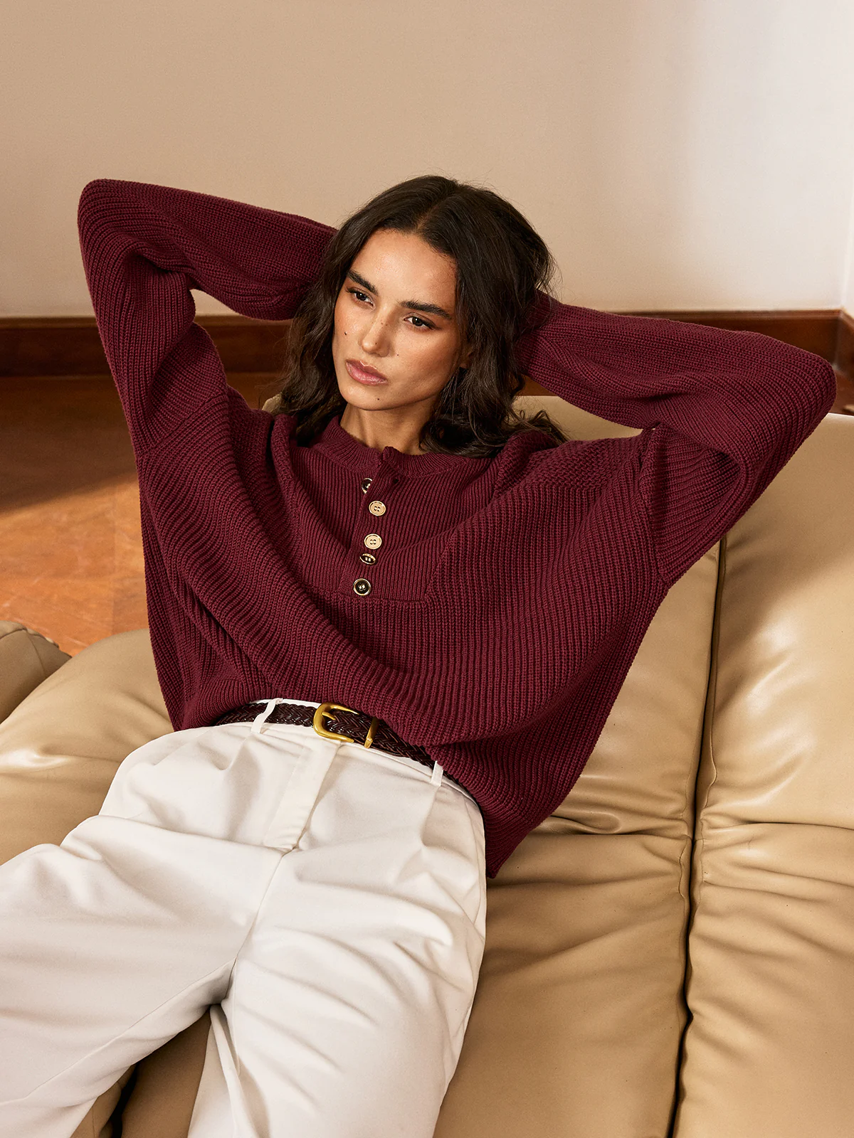 Metal Button-Front Knit Top - Image 4