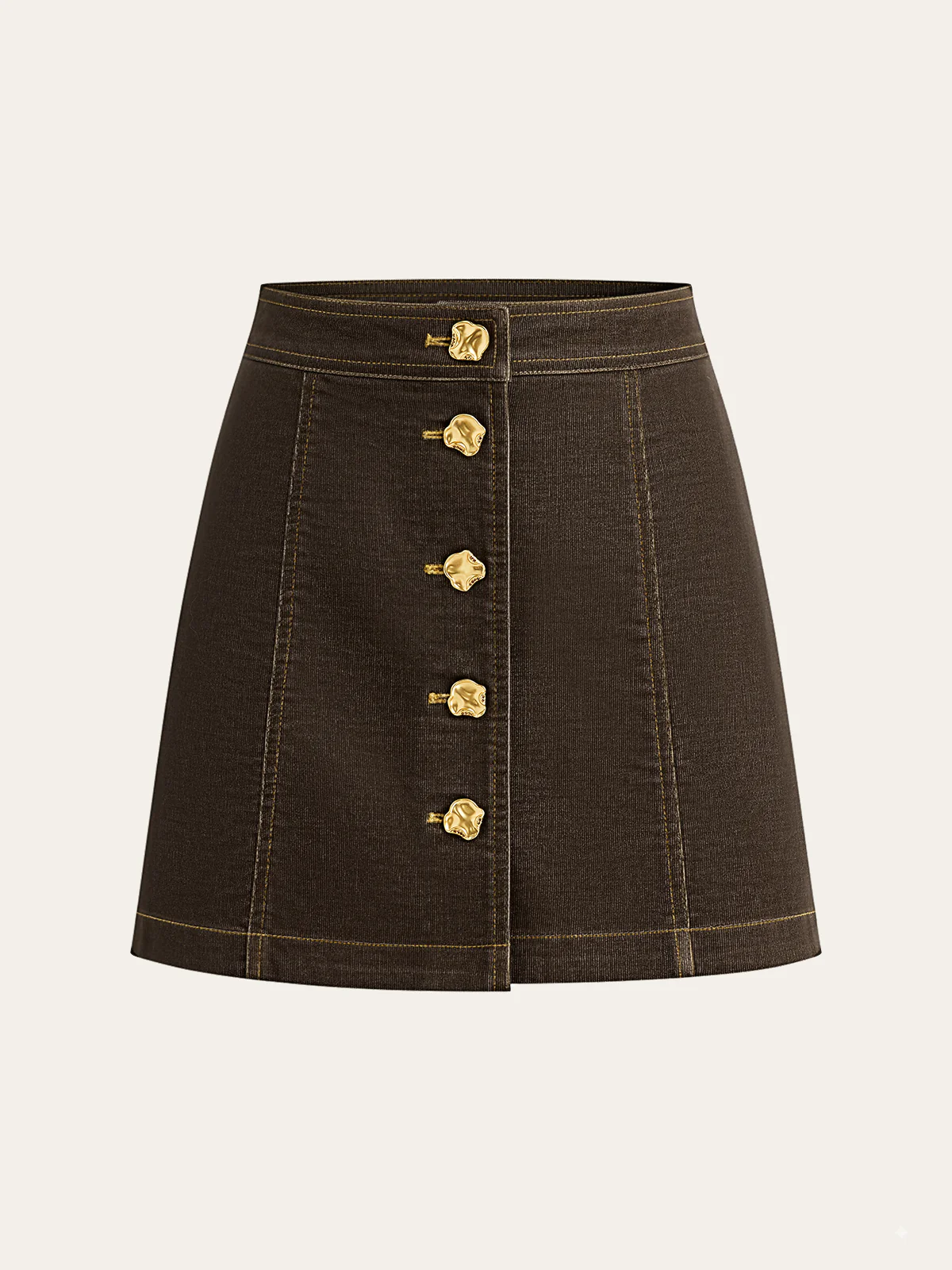 Metal Button-Front Mini Skirt - Image 5