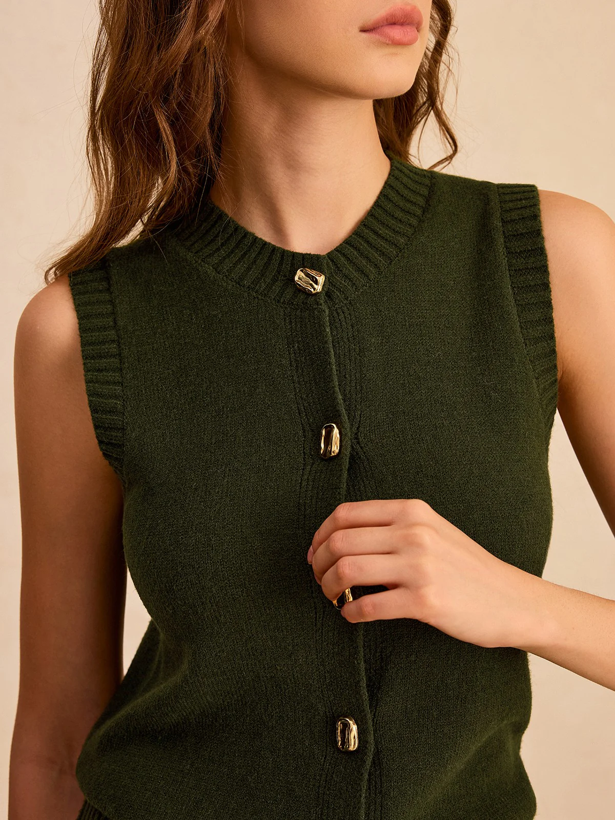 Metal Button Knit Vest - Image 4