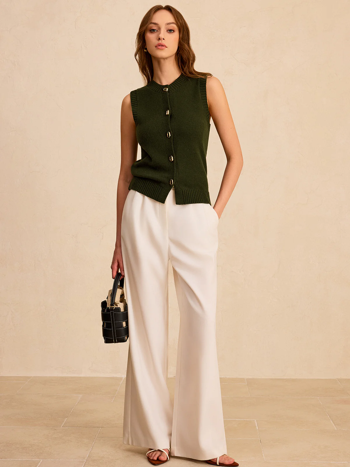 Metal Button Knit Vest - Image 5
