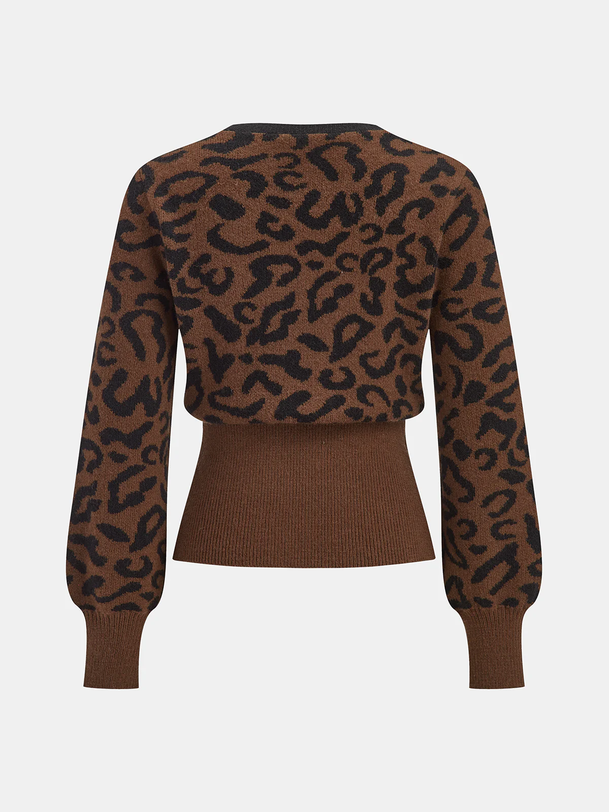 Metal Button Leopard Print Knit Top - Image 2
